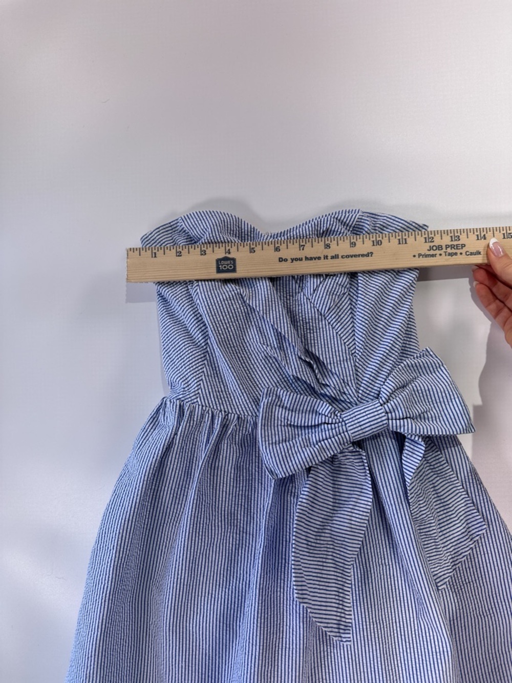 Lilly Pulitzer Womens Strapless Seersucker Bow Dress XS Blue - Picture 10 of 11